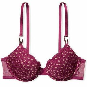 Victoria’s Secret Berry Gold SHIMMER Lace Mesh ExtremeLift Plunge PU UW Bra